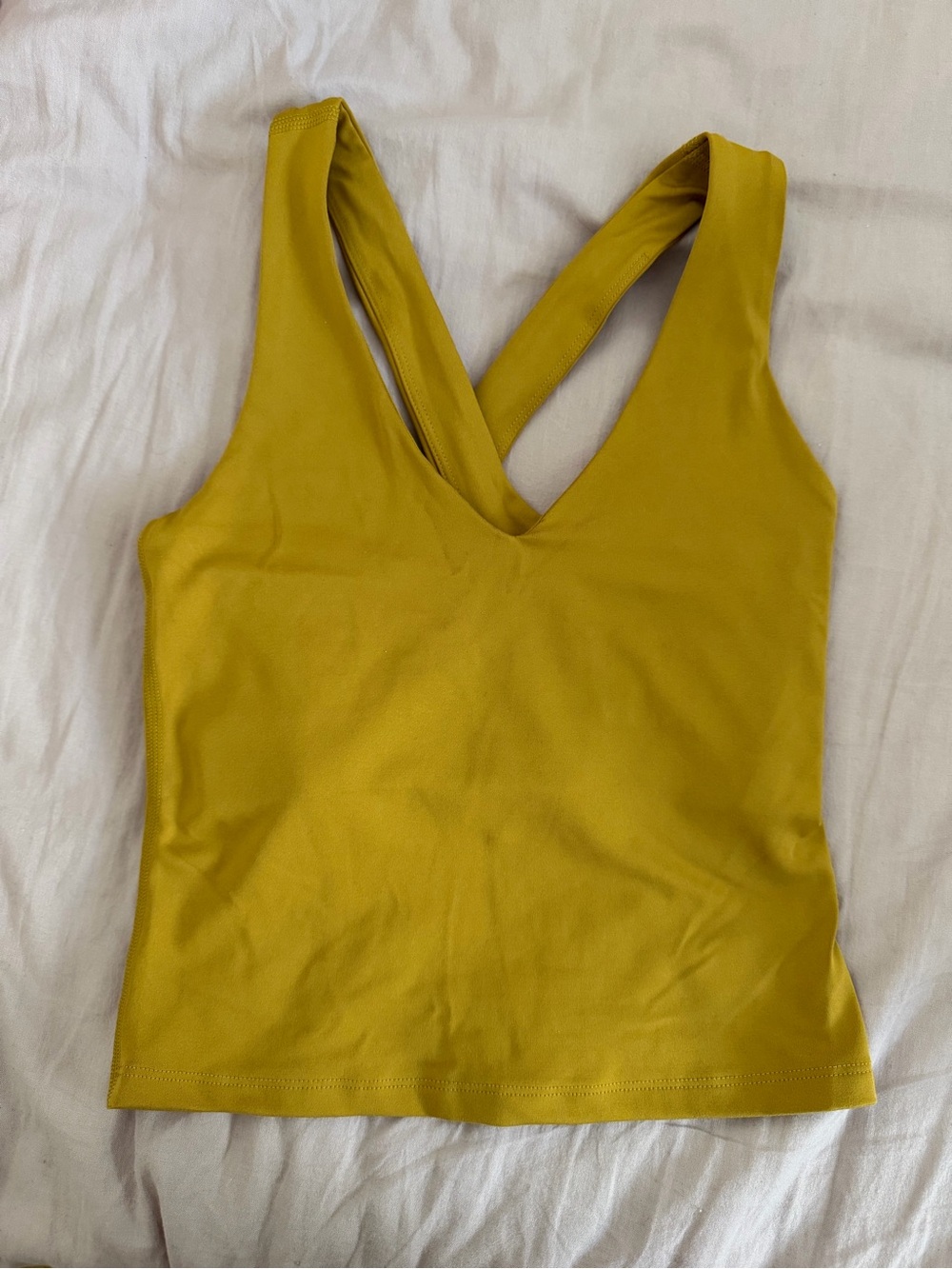 girlfriend collective FLOAT Crisscross Back Tank Top - Saturn Mustard Yellow